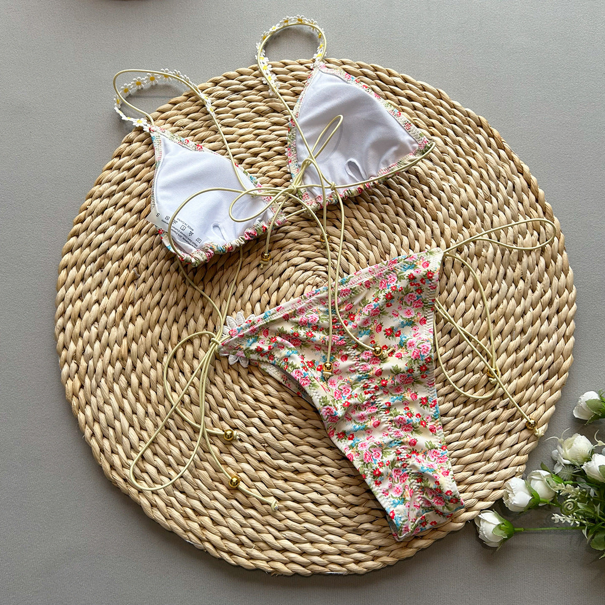 Style Bikini with Ties and Prints, Two-Piece Women's Swimsuit