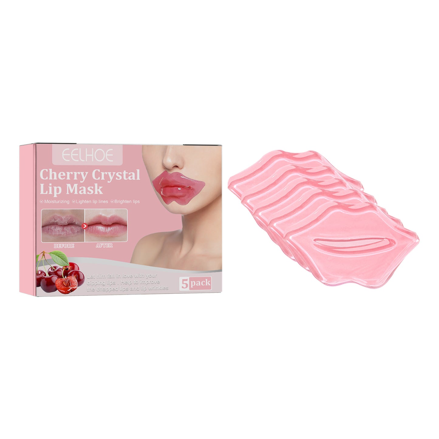 EELHOE Cherry Crystal Lip Mask Hydrates And Moisturizes Lips, Removes Dead Skin Without Greasy And Reduces Lip Lines